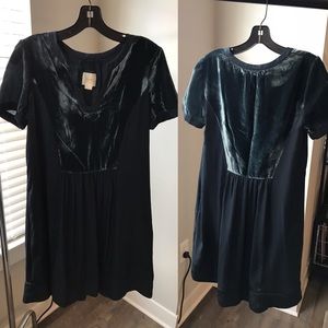 indigo blue dress with velvet detail, size S